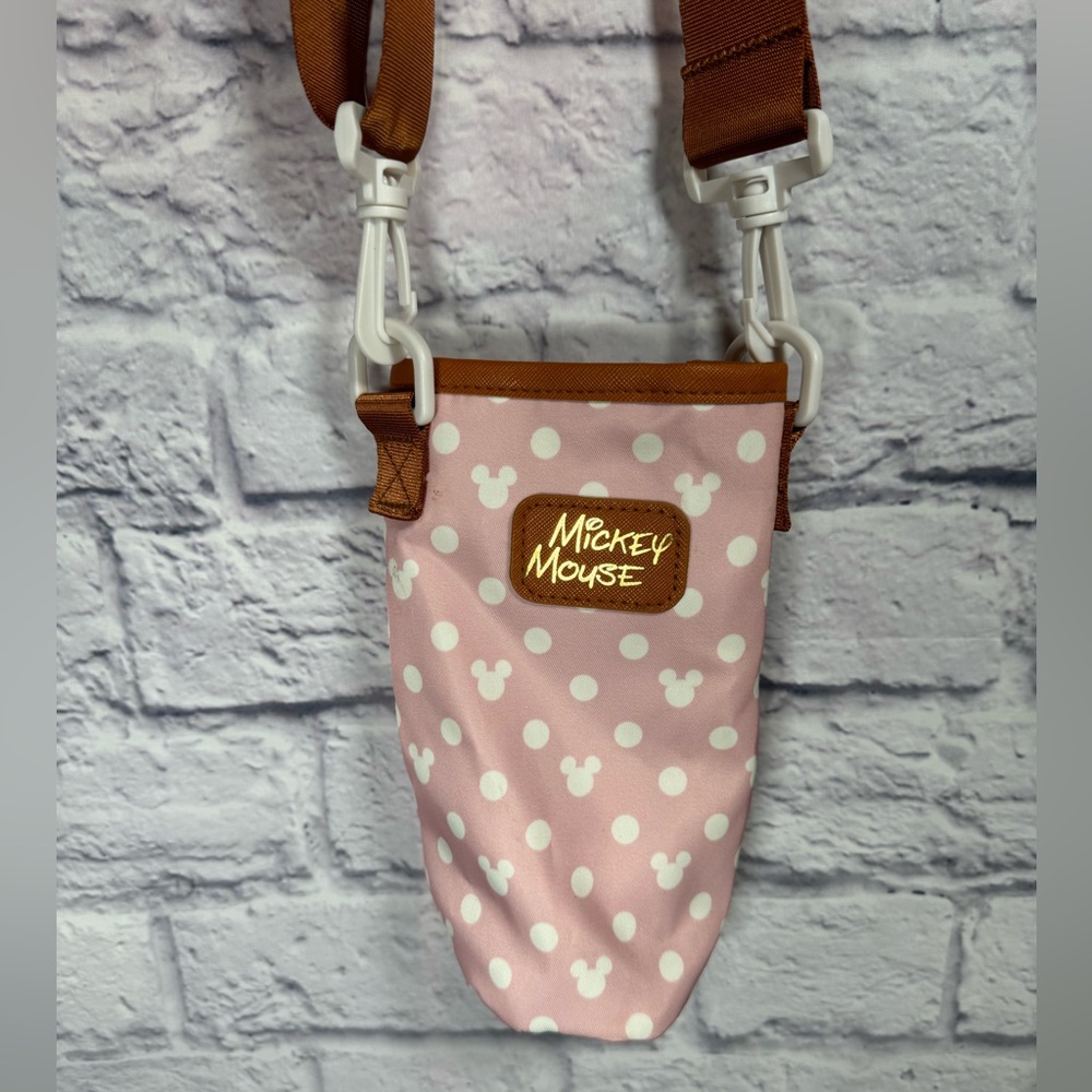 Bioworld Disney Mickey Minnie Pink Polka Dot Water Bottle‎ Crossbody Pouch